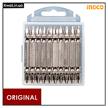 Біти S2 двосторонні PH2 10 шт. INGCO Нікелеве покриття Намагнічені Довжина 65 мм