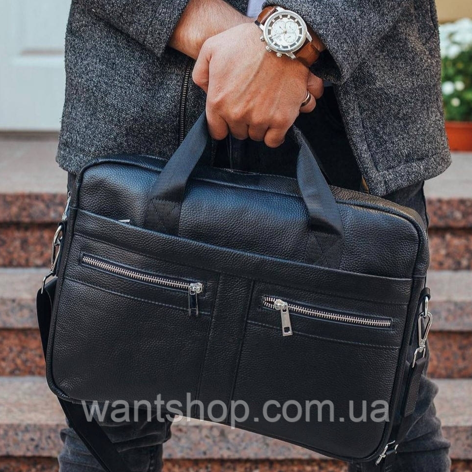 Сумка-портфель чоловіча шкіряна TM-60741 чорна