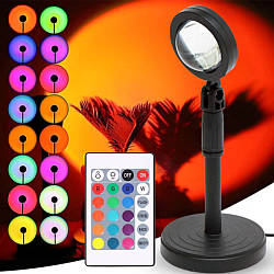 Лампа проекційна RGB з пультом та USB, Sunset Lamp A8 / Настільна LED лампа для проекції / Світильник-нічник