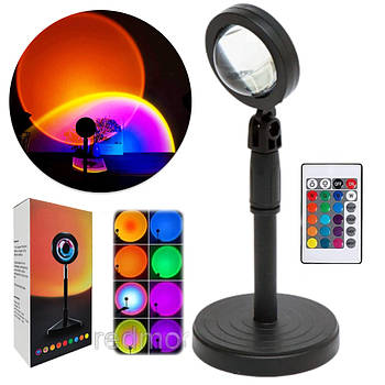 Лампа проекційна Sunset Lamp A8 з пультом / Світильник сансет / Лід лампа для тік тока