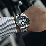 Водонепроникний чоловічий кварцовий годинник з хронографом Pagani Design PD-1705-1 Silver-Black Steel, фото 10