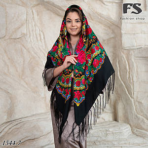 Велика вовняна чорна хустина Україна