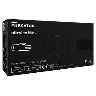 Рукавички нітрилові Nitrylex Black "S" чорні (Нитрилекс) неопудрені, рукавички нітрилові - 100 шт/уп