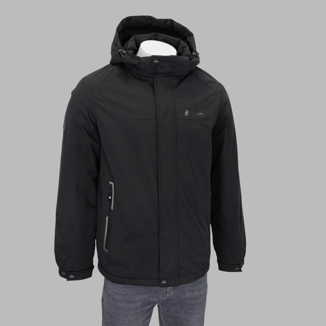 Куртка чоловіча BLACK VINYL (зимова) C24-2517L ЧОРНА 100% поліестер. Утеплювач: Біо пух 48(Р), фото 1