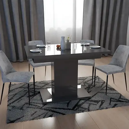 Обідній розсувний стіл ТВІСТ МДФ Neman, колір сірий глянець, фото 1