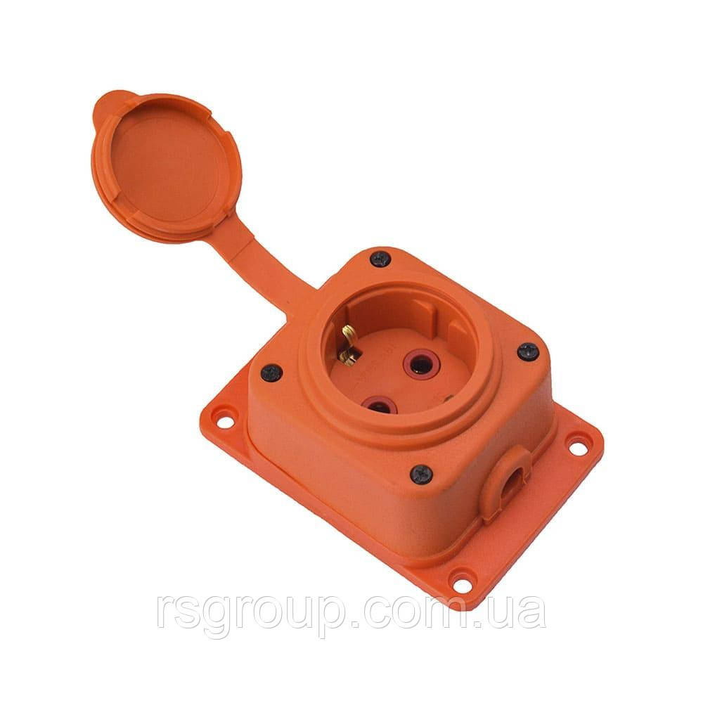 Розетка каучукова стаціонарна 1KMP-O 2Р+РЕ 16А IP44