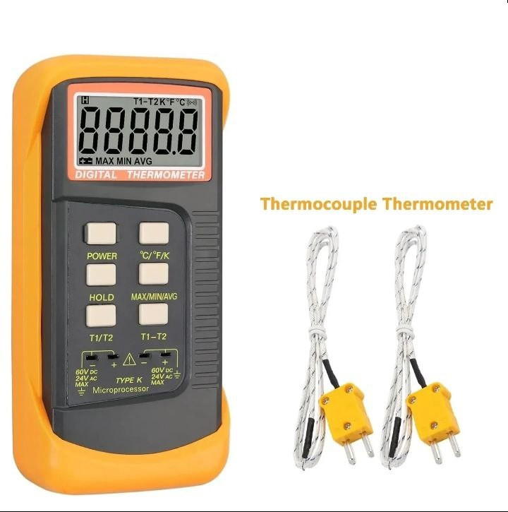 Двоканальний термометр КТ-1370 (-200 °C... +1370 °C) під термопари К-типу, фото 1
