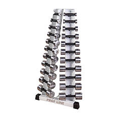 Хромовані гантелі зі стійкою від 0,5 до 10 кг Качай Залізо-410.1