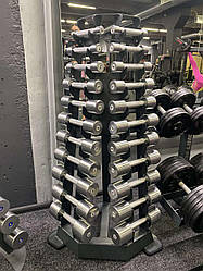 Гантельний ряд від 0.5-10 кг зі стійкою кутовою Качай Залізо-134.1 Гантелі, гирі, штанги та диски цільні