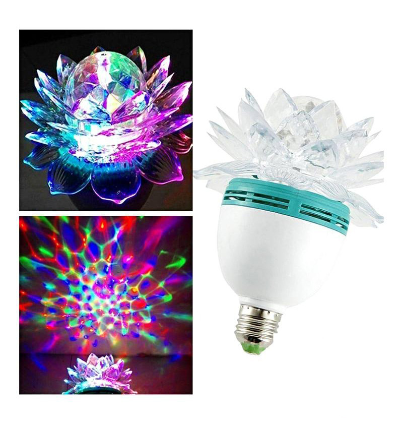 Кольорова лед лампа е27 «Квітка» обертова різнобарвна лампочка в кімнату під звичайний патрон LED