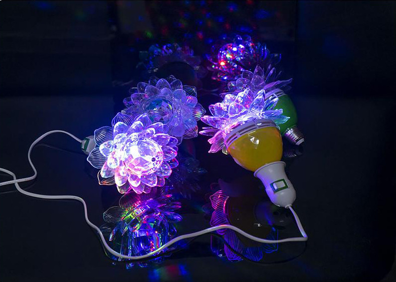 Кольорова лед лампа е27 «Квітка» обертова різнобарвна лампочка в кімнату під звичайний патрон LED, червона