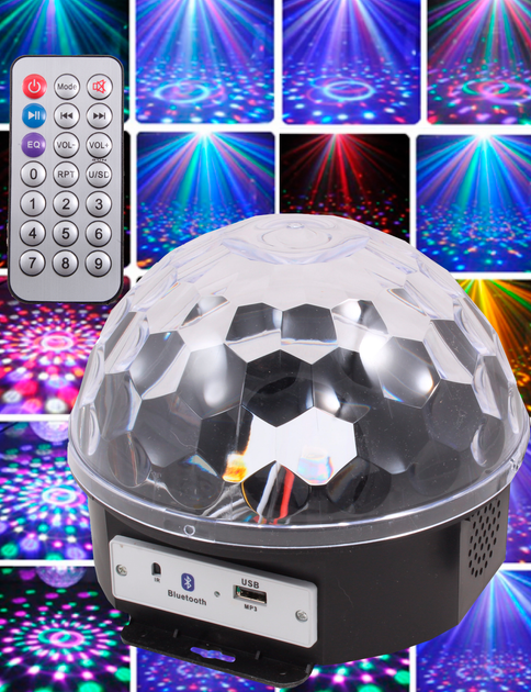 Музична диско куля світлодіодна для дому LED Crystal Magic Ball MP-3 Світломузика USB Bluetooth Пульт