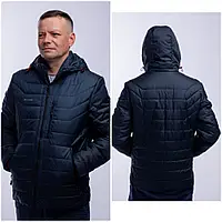 Р-50,52,54,56,58,60 Мужская осенняя , демисезонная стеганная куртка больших размеров, с капюшоном.