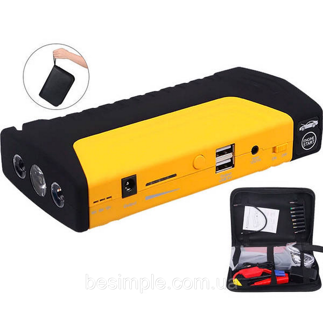 Пусковий зарядний пристрій із ліхтариком 82800 мАг JUMP STARTER TM19B / Автомобільний Пускозарядний пристрій