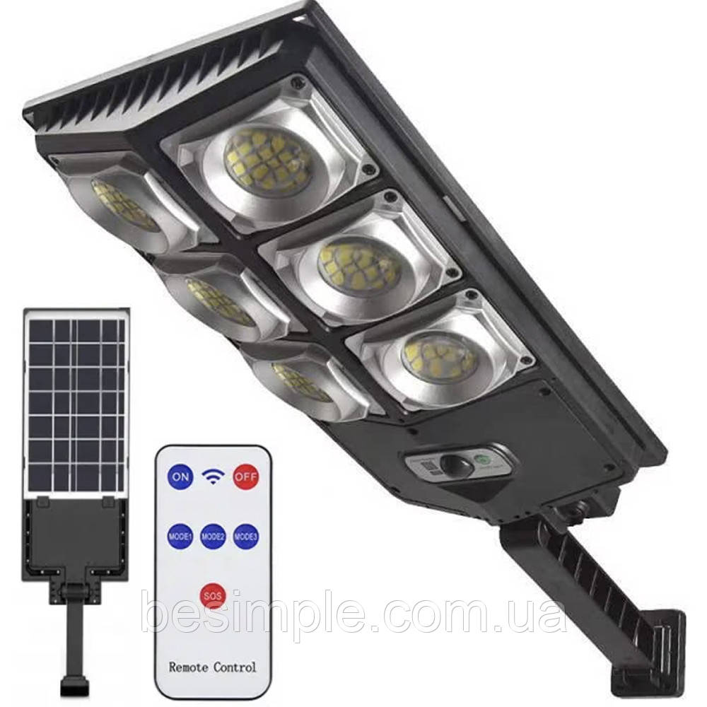 Вуличний ліхтар на сонячній батареї з датчиком руху 180LED, W789A-3 / Світильник на стовп, фото 1