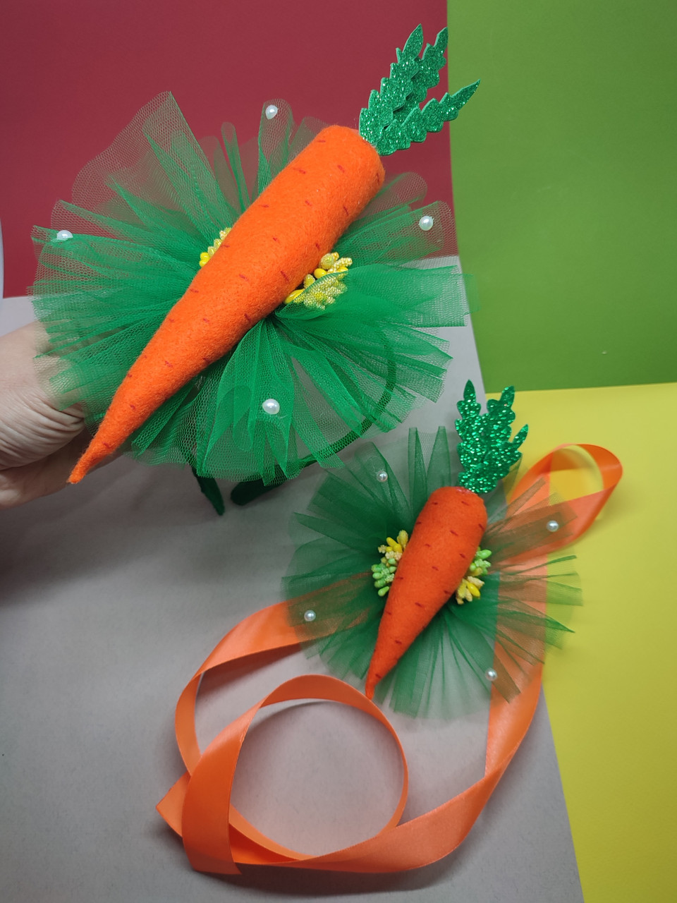 Набір Моркви Обруч і браслет Набор Осенний Праздник осени Морква Морковка Моркови роль Морквинки, фото 1