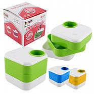 Стакан для ручок ЛИДЕР з 3-я відділами Квадратний 568Н двукольоровий, фото 2