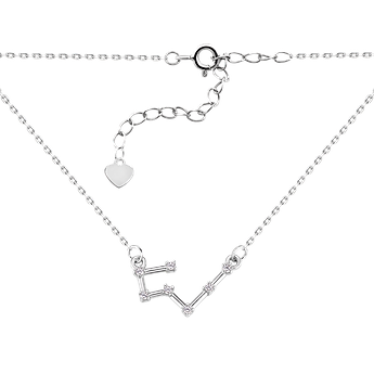 Кольє срібне знаки зодіаку Телець на тонкому ланцюжку з яскравими білими фіанітами