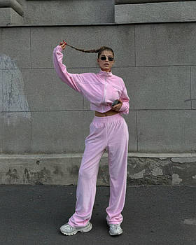 Костюм жіночий трендовий із велюра зі штанами кльош і кантом (Норма)