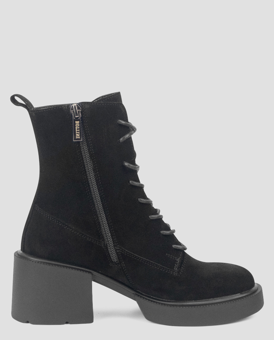 Черевики високі жіночі демісезонні чорні натуральна замша Україна Bottini — розмір 37 (23 см) (модель:, фото 1