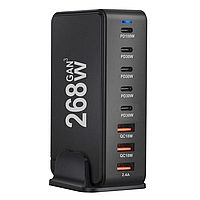 Настільний мережевий зарядний пристрій з підставкою 268W GaN 8-Port на 5 Type-C і 3 USB