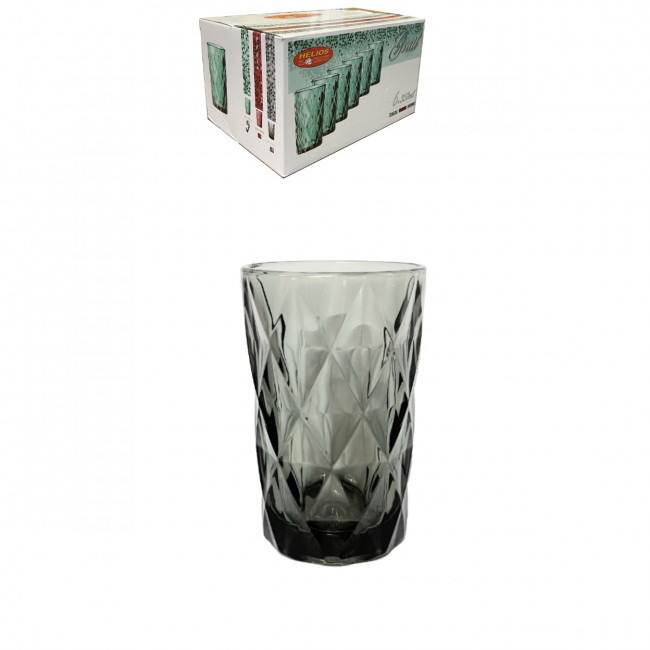 Набір чорних високих склянок Helios Кварц для напоїв 350 мл 6 шт (6431), фото 1