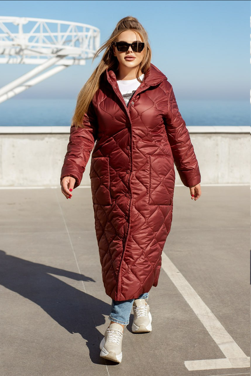 Довге стьобане пальто, фото 1