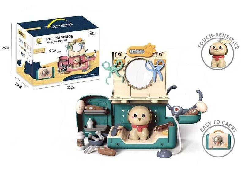 Набір ветеринара з песиком в розкладній переносці