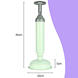 Пневматичний вантуз з насосом, сантехнічний вантуз для прочищення труб каналізації Plunger Зелений (2085), фото 4