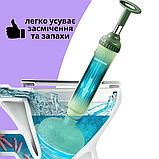 Пневмовантуз каналізаційний з гідроударом, вантуз високого тиску водопровідний Plunger зелений (2085), фото 8