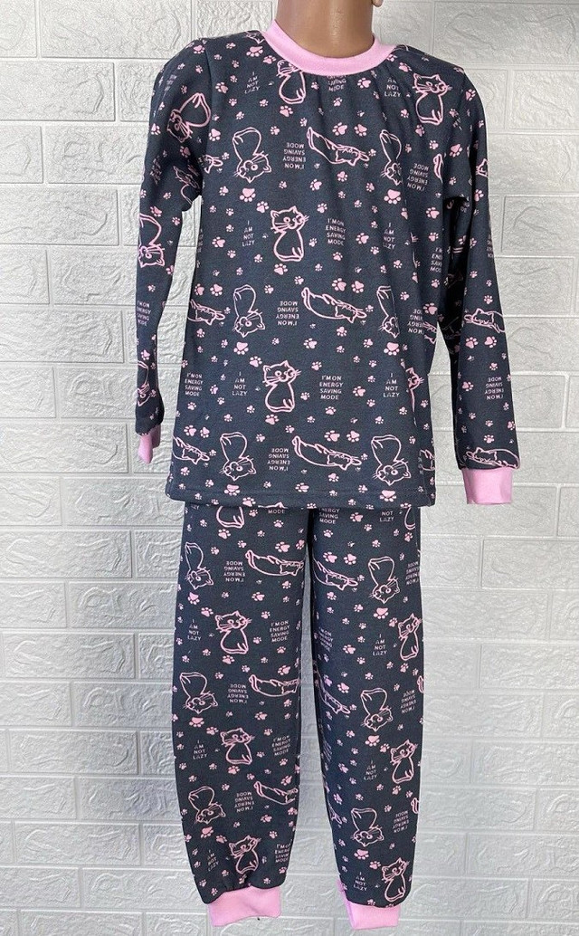 Пижама детская теплая кофта и штаны начес котики р.36-42