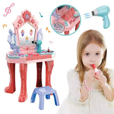 Інтерактивне дитяче Трюмо Ігровий столик 32 предмети Мелодії Світло Функціональний фен Аксесуари для манікюру