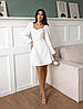 Універсальне стильне коктейльне коротке плаття, молодіжне, біле, айворі, фото 4