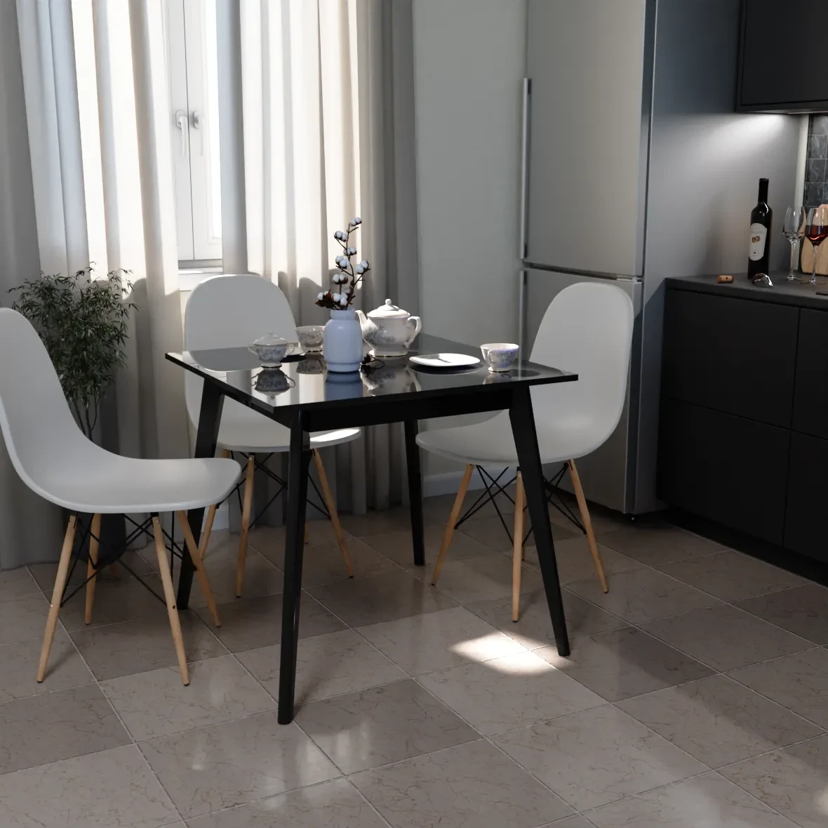 Стіл обідній для кухні  ТУРІН Neman  780  чорний глянець