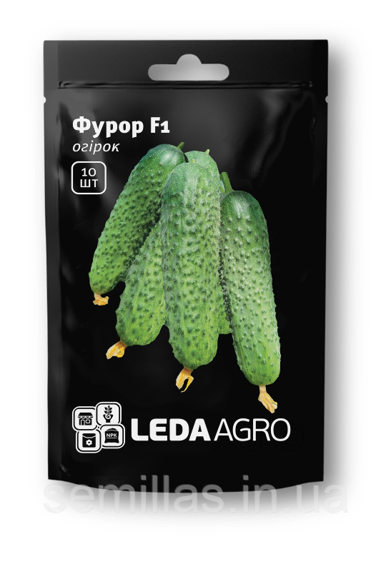 Насіння огірка Фурор (Furor) F1, 10 шт., корнішон, партенокарпічний, Leda.