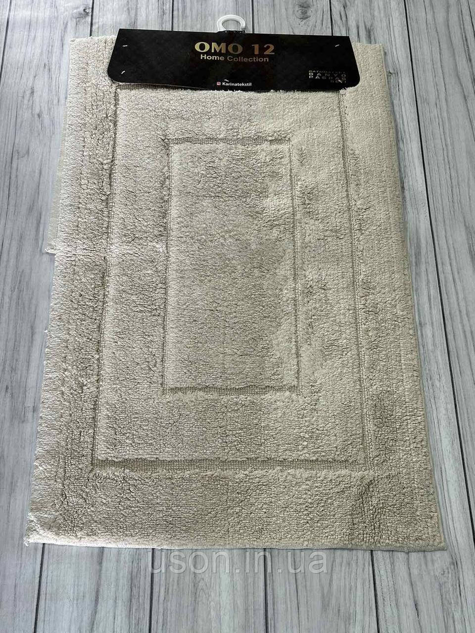 Набір бавовняних килимків для ванної кімнати Pammuks 60*100 + 50*60 колір св.бежевий, фото 1