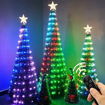 Розумна гірлянда Smart для ялинки 2,5 метри 250 LED | Управління зі смартфона | Зелений кабель