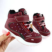 Дитячі вишневі термоботинки на дівчинку зимові чобітки Softshell American Club розмір 28 - устілка 17,5 см