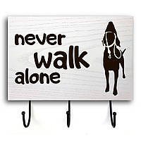 Дерев'яна вхідна вішалка-табличка Never Walk 20х30 зоов0004ба