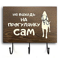 Дерев'яна вхідна вішалка-табличка Не виходь на прогулянку 20х30 зоов0003ку