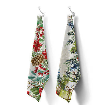 Набір із 2-х кухонних бавовняних рушників із новорічним малюнком В-Jolli Centrotex