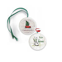 Підвіска-хенгер двостороння На Різдво всі дороги ведуть/Ходи вірою 10 см (зелена стрічка) хрпх70007з100мм