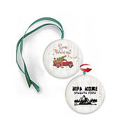 Підвіска-хенгер двостороння Щастя у Новому Році/Віра може зрушити 10 см (зелена стрічка) хрпх70003з100мм