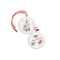 Підвіска-хенгер двостороння Мир Різдво Надія/Обирай радість 10 см (червона стрічка) хрпх70004ч100мм