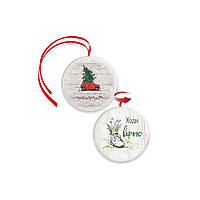 Підвіска-хенгер двостороння На Різдво всі дороги ведуть/Ходи вірою 10 см (червона стрічка) хрпх70007ч100мм