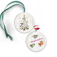 Підвіска-хенгер двостороння Мир Різдво Надія/Обирай радість 15 см (зелена стрічка) хрпх70004з150мм
