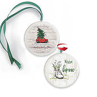 Підвіска-хенгер двостороння На Різдво всі дороги ведуть/Ходи вірою 15 см (зелена стрічка) хрпх70007з150мм