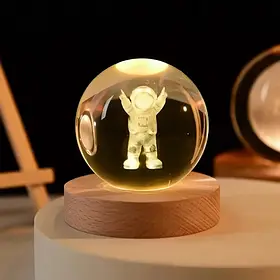 Декоративна 3D-сушарка нічник лампа кришталева Космонавт Led світильник USB з підсвіткою SV227