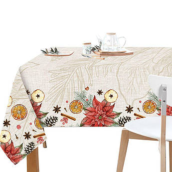 Скатертина бавовняна новорічна прямокутної форми «Святкові прянощі» Jolli-B Centrotex 140x180 см