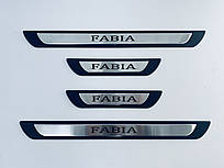 Накладки на пороги Skoda Fabia 1 2000-2007 (хром-пласт) TAN24
